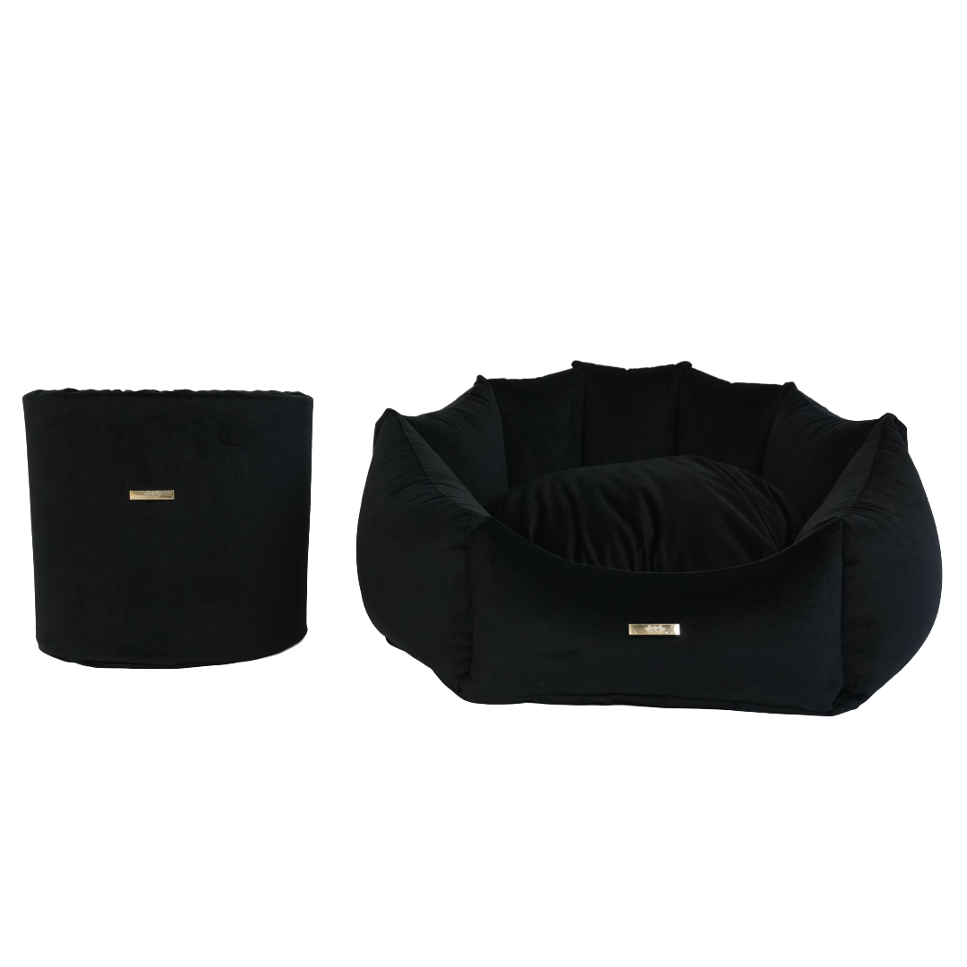 Dog Basket – Shell Black Velours