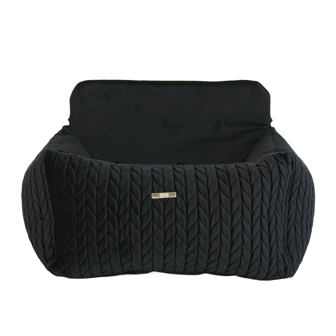 Athena Car Seat for Dogs - Black Velours 