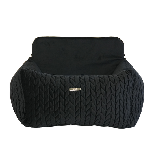 Athena Car Seat for Dogs - Black Velours 