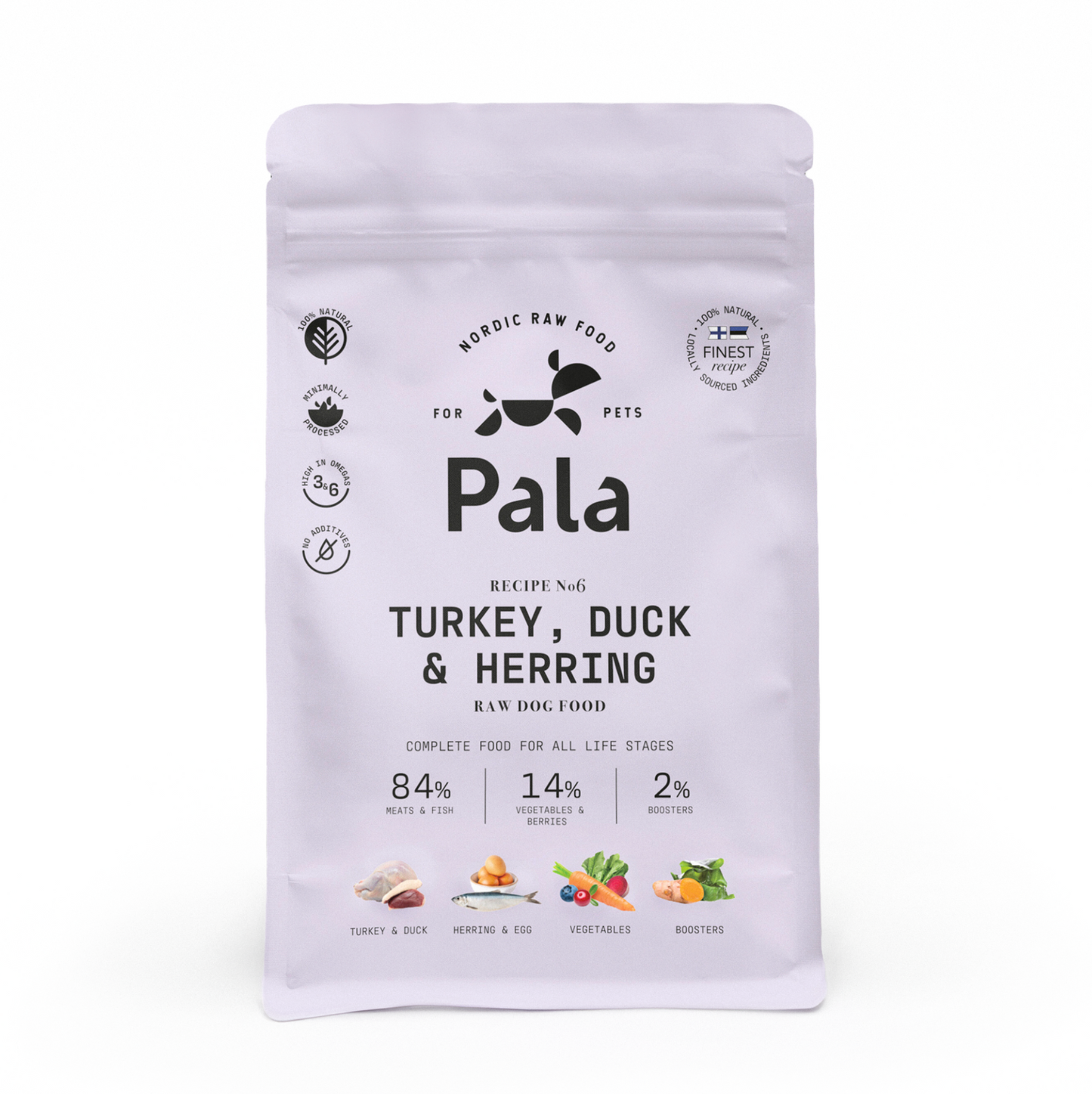 PALA gedroogd hondenvoer - recept # 6 Kalkoen, Eend & Haring