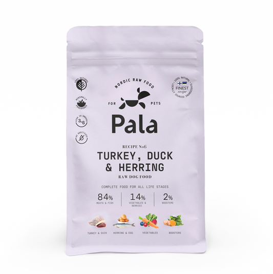 PALA gedroogd hondenvoer - recept # 6 Kalkoen, Eend & Haring